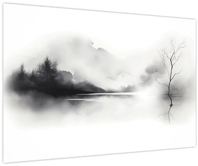 Tablou - pictură cu cerneală de peisaj (90x60 cm)