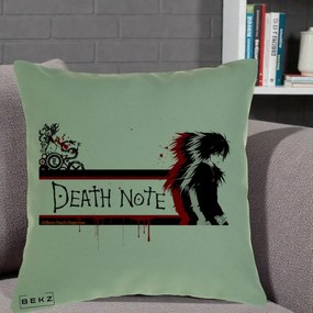 Perna Personalizata Death Note L Lawliet Rosu-Negru, 40x40 cm, Verde, Husa Detasabila, Perna Inclusa, BEKZ®