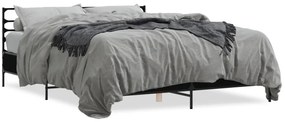 3280047 vidaXL Cadru de pat, negru, 150x200 cm, lemn prelucrat și metal