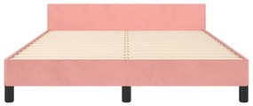 Cadru de pat cu tablie, roz, 140x200 cm, catifea Roz, 140 x 200 cm, Nasturi de tapiterie