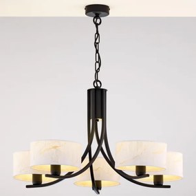 Jupiter 2104 - Lustră pe lanț ARTHUR 5xE27/15W/230V alb/negru/decor marmură