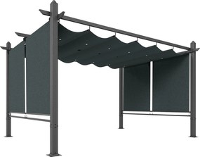 Outsunny Pergolă 3 x 4 m copertină pentru terasă cu acoperiș glisant, rulouri retractabile automat, protecție UV50+, cadru din aluminiu | Aosom Romania