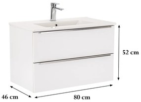 Dulap inferior Vario Trim 80 cu lavoar alb-alb