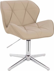 HR111CROSS Scaun Crem Piele Ecologica Premium Soft cu Bază Cromata