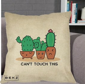 Perna Decorativa Cactus Funny Can't Touch This, 40x40 cm, Crem, Husa Detasabila, Perna Inclusa, BEKZ®