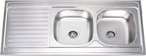 Chiuveta inox Inter Ceramic Alpaca cu doua cuve si picurator stanga finisaj inox lucios 120x60 cm