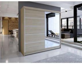 Dulap de haine Bastian III (sonoma + sonoma + oglindă) (iluminat LED rgb color). Promo -17%. 1054205