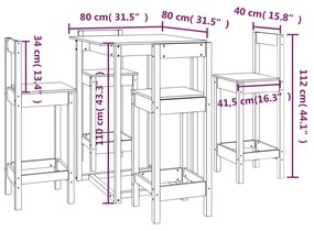 Set mobilier de bar, 5 piese, lemn masiv de pin