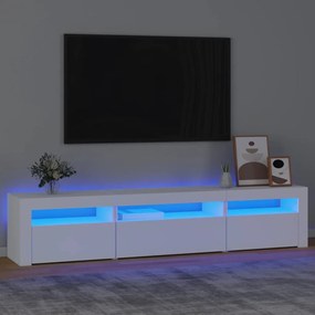 3152738 vidaXL Comodă TV cu lumini LED, alb, 195x35x40 cm