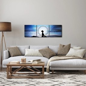 Tablou - Femaia meditând (cu ceas) (90x30 cm)