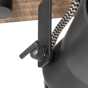 Spotlight rustic negru cu lemn 3 lumini reglabile - Jelle