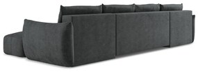 Colțar gri închis extensibil cu tapițerie din chenille (în formă de "U") Leila – Makamii