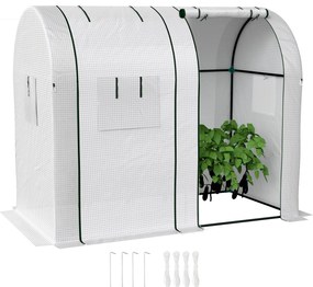 Outsunny Seră de grădină 1,8 m² seră pentru roșii 2 uși cu fermoar 4 ferestre cu fermoar acoperiș PE 135 g/m² alb | Aosom Romania