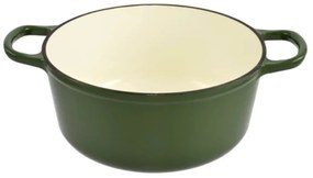 Oală din fontă emailată cu capac 25x11 cm, 3.5L – Perfect Home 11862, verde, cu interior antiaderent, perfectă pentru gătit lent și uniform