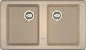Chiuveta bucatarie compozit Franke Basis Avena 2 cuve fara picurator 86x50 cm finisaj bej mat