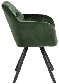 Scaun de sufragerie verde cu cotiere tapițat Lola – Actona