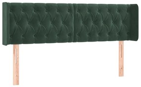 3119155 vidaXL Tăblie de pat cu aripioare verde închis 147x16x78/88 cm catifea