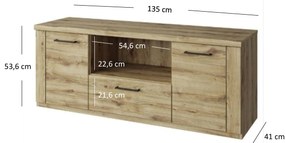 Masă TV/Dulap Deloris 135 (Stejar navarra). 1052875