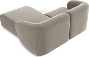 Colțar maro deschis cu tapițerie din catifea (cu colț pe partea dreaptă/cu șezlong) Lani – Makamii