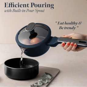 Set oale si tigai cu capace si ustensile 15 piese Deep See Berlinger Haus BH8382, albastru mat, antiaderente, compatibile inductie