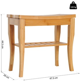 Homcom Scaunel cu Raft in Bambù Natural