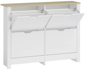 HOMCOM Dulap pentru pantofi 16 perechi, dulap îngust pentru pantofi cu 4 sertare rabatabile și rafturi reglabile, stil modern, pentru hol, intrare, 105 x 26 x 80 cm, alb și stejar | Aosom Romania