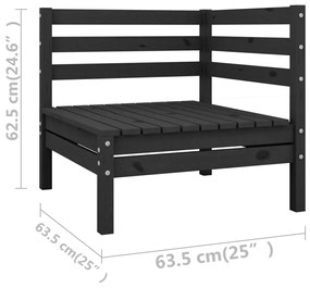 Set mobilier de gradina, 5 piese, negru, lemn masiv de pin Negru, 1