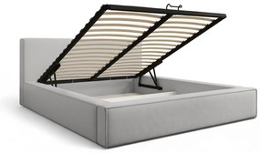 Pat tapițat Nirello 160x200 cu ladă de depozitare - catifea gri Castel 80