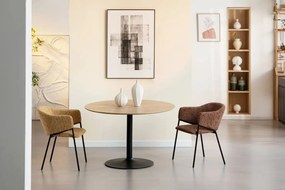 Set de 2 scaune aspect retro, Metal Negru, Chenille Galben, NOBLESSE A-47580 VC