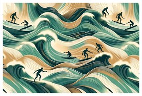 Tablou surferi într-un peisaj activ