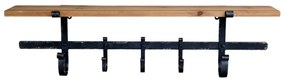 Cuier din lemn si fier, cu un raft, Antique Black