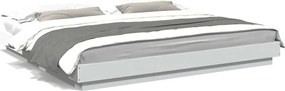 vidaXL Cadru de pat, alb, 200x200 cm, lemn prelucrat