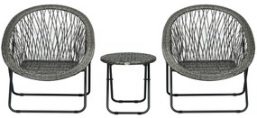 Outsunny Salon de grădină exterior din răchită set masă și scaune exterioare pentru 2 persoane masă 2 scaune pliabile gri | Aosom Romania