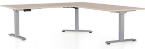 Masa inaltime reglabila OfficeTech Angle, 180 x 200 cm, bază gri, stejar
