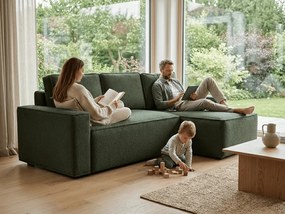 Coltar extensibil reversibil SMART BOUCLE 232x143 cm, verde inchis