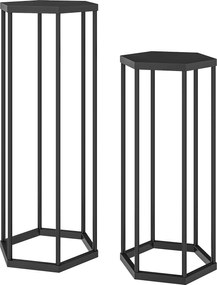 Outsunny set de 2 suporturi pentru plante pentru interior și exterior, suporturi hexagonale din metal pentru ghivece pentru grădină, terasă, balcon | Aosom Romania