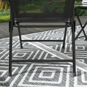 Outsunny Set de Exterior din 3 Piese cu Masă cu Blat din Sticlă și 2 Scaune Pliabile din Plasă, Ф45x50 cm, Gri Deschis | Aosom Romania