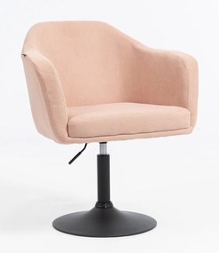 HR832N Scaun Catifea Reiată Premium culoare Roz prăfuit Litchi cu Bază Neagră