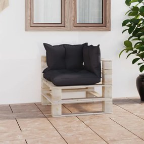 3066055 vidaXL Canapea de grădină din paleți, colțar, cu perne, lemn de pin