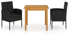 3067740 vidaXL Set mobilier de grădină, 3 piese, negru