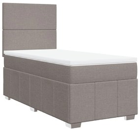 3291548 vidaXL Pat box spring cu saltea, gri taupe, 90x200 cm, textil