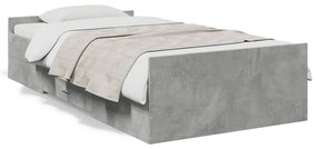 3280352 vidaXL Cadru de pat cu sertare, gri beton, 75x190 cm, lemn prelucrat