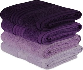 Set 4 prosoape baie RAINBOW, mov, bumbac, 50x90 cm
