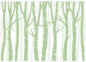 Fototapet - Pădure pastelată - arbori verzi cu frunze deschise pe crengi