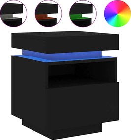 vidaXL Noptieră cu lumini LED, negru, 40x39x48,5 cm