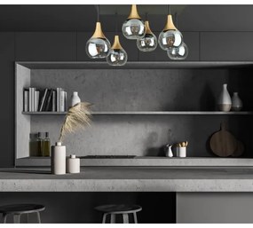 Lustră aplicată SOMA 6xE27/60W/230V negru/auriu/negru fumuriu