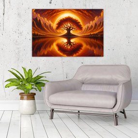 Tablou – Arbore în soare sângeriu (90x60 cm)