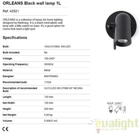 Aplica stil modern minimalist ORLEANS 1L negru 43521