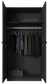 Dulap Nicole dormitor 100 cm - negru mat / mânere negre