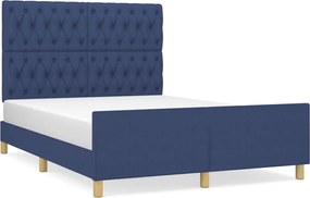 vidaXL Cadru de pat fără saltea, albastru, 140x190 cm, textil